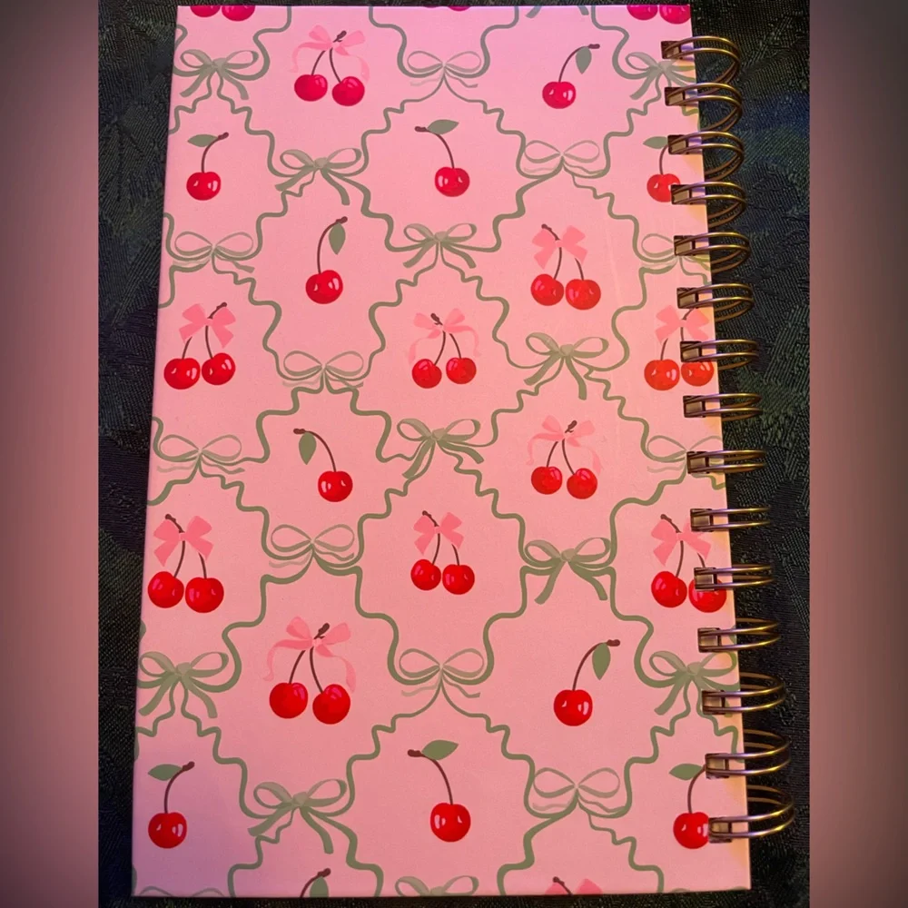 🍒Hardcover 2026 Organizational Planner, Monthly&Weekly, Cherry Design with Bows